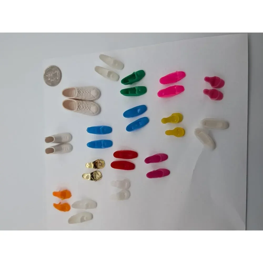 Vintage Doll Shoes Lot Barbie Size Mixed Styles Colors Boots Heels Flats